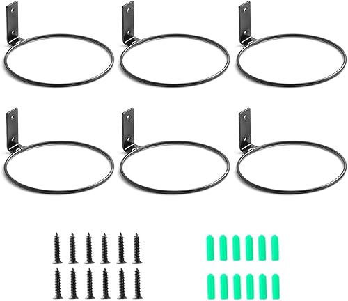 Miniatura 1 de Anillo de soporte para plantas de 4 pulgadas montado en la pared, paquete de 6 ganchos de metal para macetas, soporte para colgar plantas