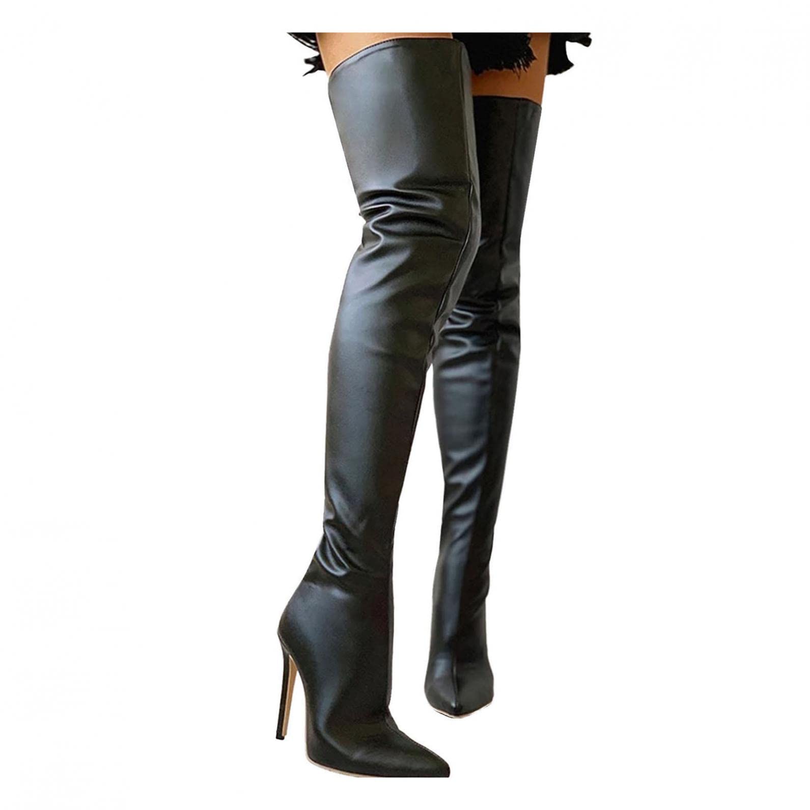 Stivali Alti Donna Stivali da Donna sopra Il Ginocchio Serpent Sexy Fashion Nightclub Scarpe con Tacco Alto (39,Nero)