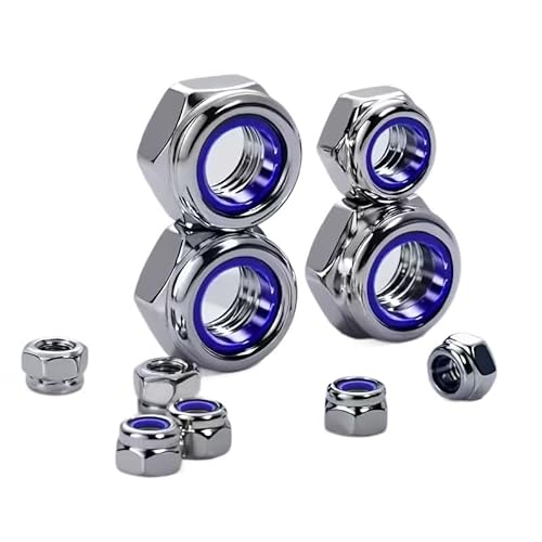 150 PCS Metric Nylon Insert Lock Nuts, M4 M5 M6 Lock Nuts Assortment, Stainless Steel Nylon Bolts for Home Automotive Industrial
