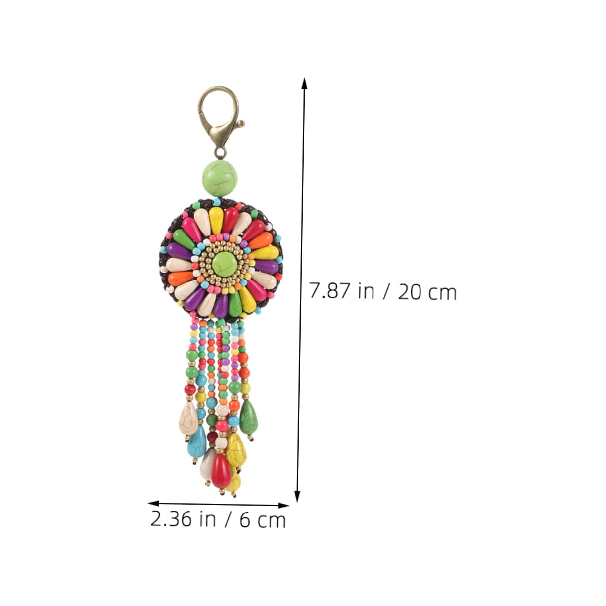 FOMIYES Handgefertigter Schlüsselanhänger Ethno Farbenfrohes Blumenmotiv Dekorativer Taschenanhänger für Frauen Einzigartiges Bohemian Design Verschenken Zufällige