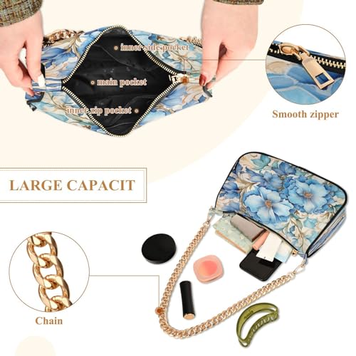 Image of Shoulder Bags for Women Flower Floral Hobo Tote Handbag Small Clutch Purse with Zipper Closure