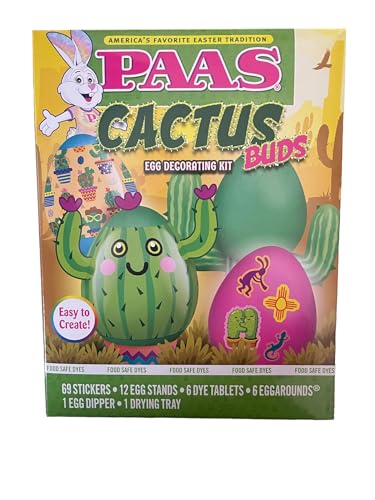 PAAS Cactus Buds Egg Decorating Kit Dye Stickers Eggarounds