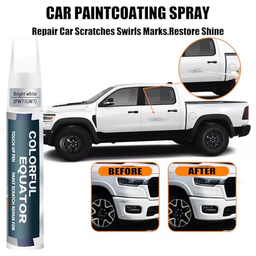 Image of Bright white(PW7 /GW7) Touch Up Paint Compatible with Dodge Ram, Car Paint Pen Scratch Repair Two-In-One Touch Up Paint, Premium Car Scratch Remover for Deep Scratches