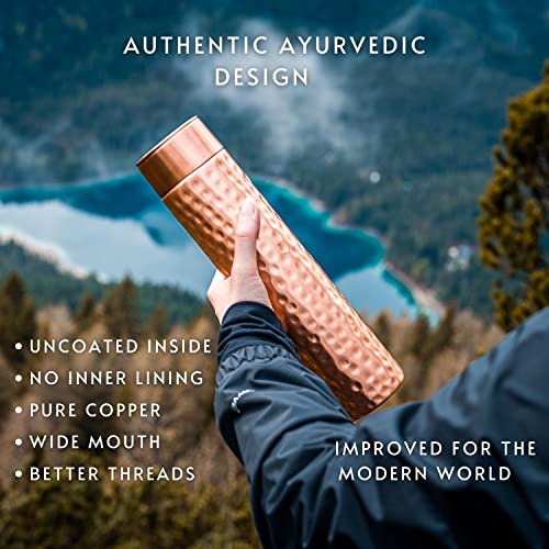 Kosdeg Copper Water Bottle - 34Oz Hammered Vintage Modern Design thumb #4