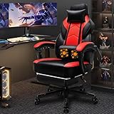 Shintenchi Gaming Chair,Video Game Chair with footrest and Massage Lumbar Support,Height Adjustable Game Chair with 360°Swivel Seat Ergonomic Computer Chair with Headrest for Office or Gaming(Red)