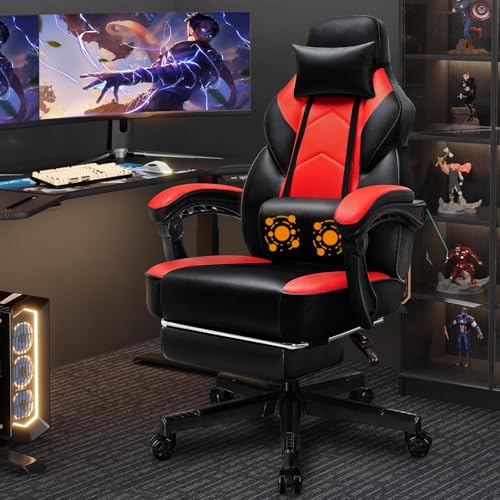Shintenchi Gaming Chair,Video Game Chair with footrest and Massage Lumbar Support,Height Adjustable...