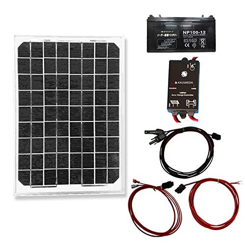 KAUSMEDIA 防水 10Wソーラー発電蓄電 電気柵用セット 9Ahディープサイクルバッテリー