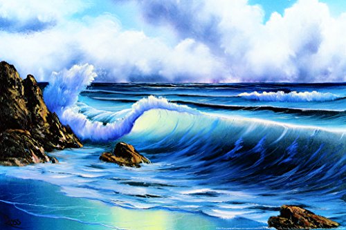 Laminated Bob Ross Surfs Up Art Print Painting Poster Dry Erase Wall Art 12x18