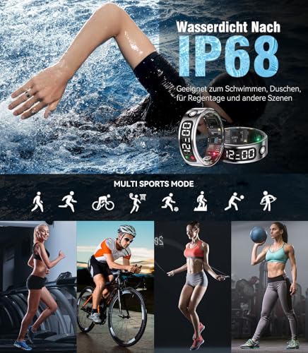 Image of 7.0 Smart Ring with LED Screen【5ATM Waterproof】【5.3+EDR Technology - 0.1%± Error】 Smart Ring for Men and Women to Monitor Sleep, Heart Rate, Silver 13#