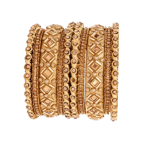 Image of I Jewels Gold Plated Traditional Silk Thread Embellishments Bangles Chuda Bangle Set for Bridal /Women