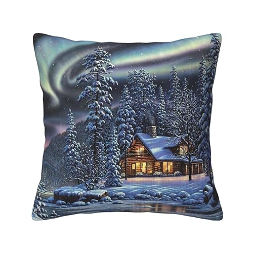 Housse de coussin en velours côtelé imprimé neige pour déco de canapé - 2