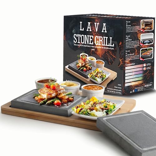 Artestia Hot Stone Grill Set for Steak Lava Rock Cooking Stone with Tray