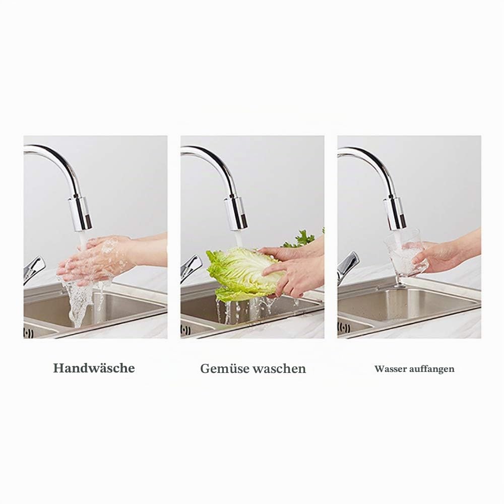 MOSINITTY Wasserhahn Mit USB-Ladegerät - Wassersparender Berührungsloser Automatischer Infrarot-Sensor-Adapter für Küche, Badezimmer, Restaurant, Schulen