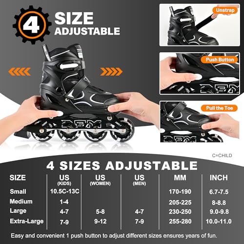 Image of 2PM SPORTS Inline Skates for Kids Girls Boys Ages 5-8 8-12 4-6 6-12 with Light Up Wheels, Adjustable Kids Roller Skates Blades for Adults Men Women Beginners Youths