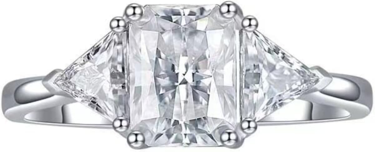 Mädchenprodukte schillern 2 Moissanite Verlobungsringe für Frauen Radiant Cut D Farbe S925 Sterling Silber Lab