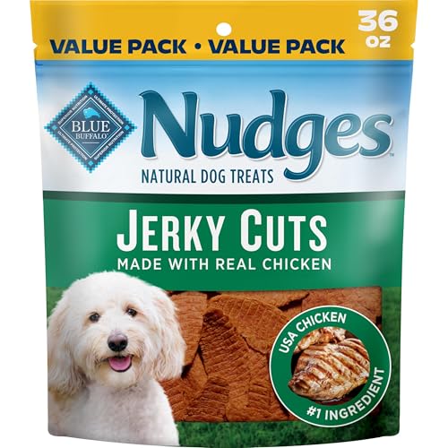Blue Buffalo Nudges Chicken Jerky Cuts Natural Dog Treats, Tender & Meaty Dog Snacks, Healthy Reward or Training Treat, Made in the USA with Real Chicken, No Artificial Preservatives, 36 oz.
