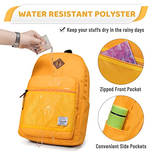 Vaschy School Backpack, Water Resistant Casual Daypack Travel Backpack Bookbag For Men Women W Padded Laptop Sleeve Yellow #TOP1