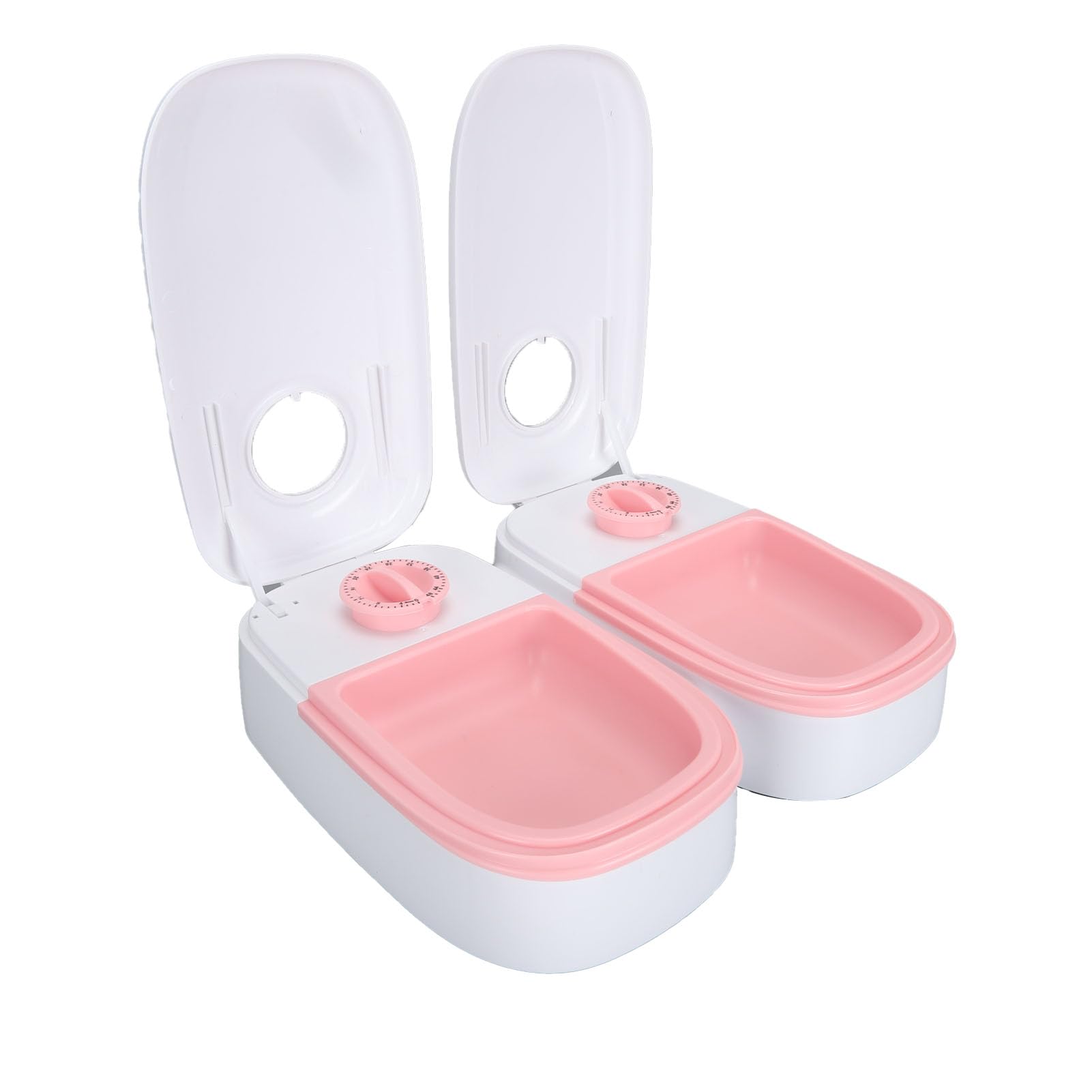 Double Meals Automatic Pet Feeder, Smart Timed, 350ml per Bowl, ABS Material, Ice Pack Space, Removable Design, Anti Slip Pads, for Cats Small Medium Dogs, (Pink)