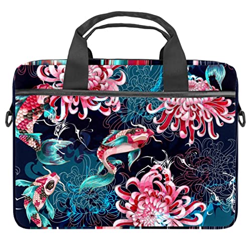 Sac pour ordinateur portable 13 à 14.5 pouces multicolore motif chrysanthème poisson