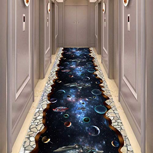 Tapis de passage d'allée 3D univers taille sur mesure lavable - 3
