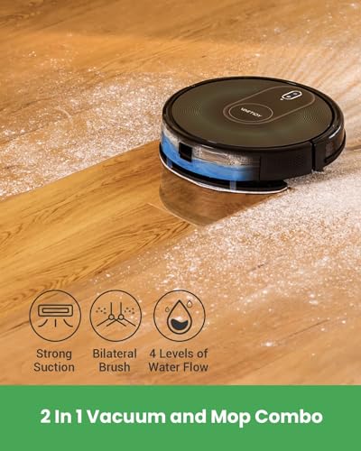 Vactidy T8 Robot Vacuum and Mop, Gyro Navigation Robotic Vacuum Cleaner, 2 in 1 Mopping Robot with Watertank and Dustbin, WiFi/App/Alexa/Siri Control, Self-Charging, Ideal for Hard Floor, Carpet 4 Vactidy T8 Robot Vacuum and Mop, Gyro Navigation Robotic Vacuum Cleaner, 2 in 1 Mopping Robot with Watertank and Dustbin, WiFi/App/Alexa/Siri Control, Self-Charging, Ideal for Hard Floor, Carpet - Image 2