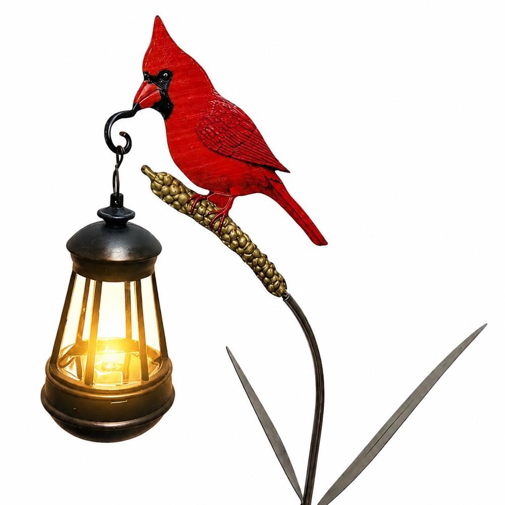 Cardinal Solar Light—A Beautiful Garden Light that Feels Full of Life,Cardinal Decor Garden Stake,LED Red Bird Lantern Light,Solar Lanterns Outdoor Waterproof for Patio Lawn Porch,Gift for Mom Grandma