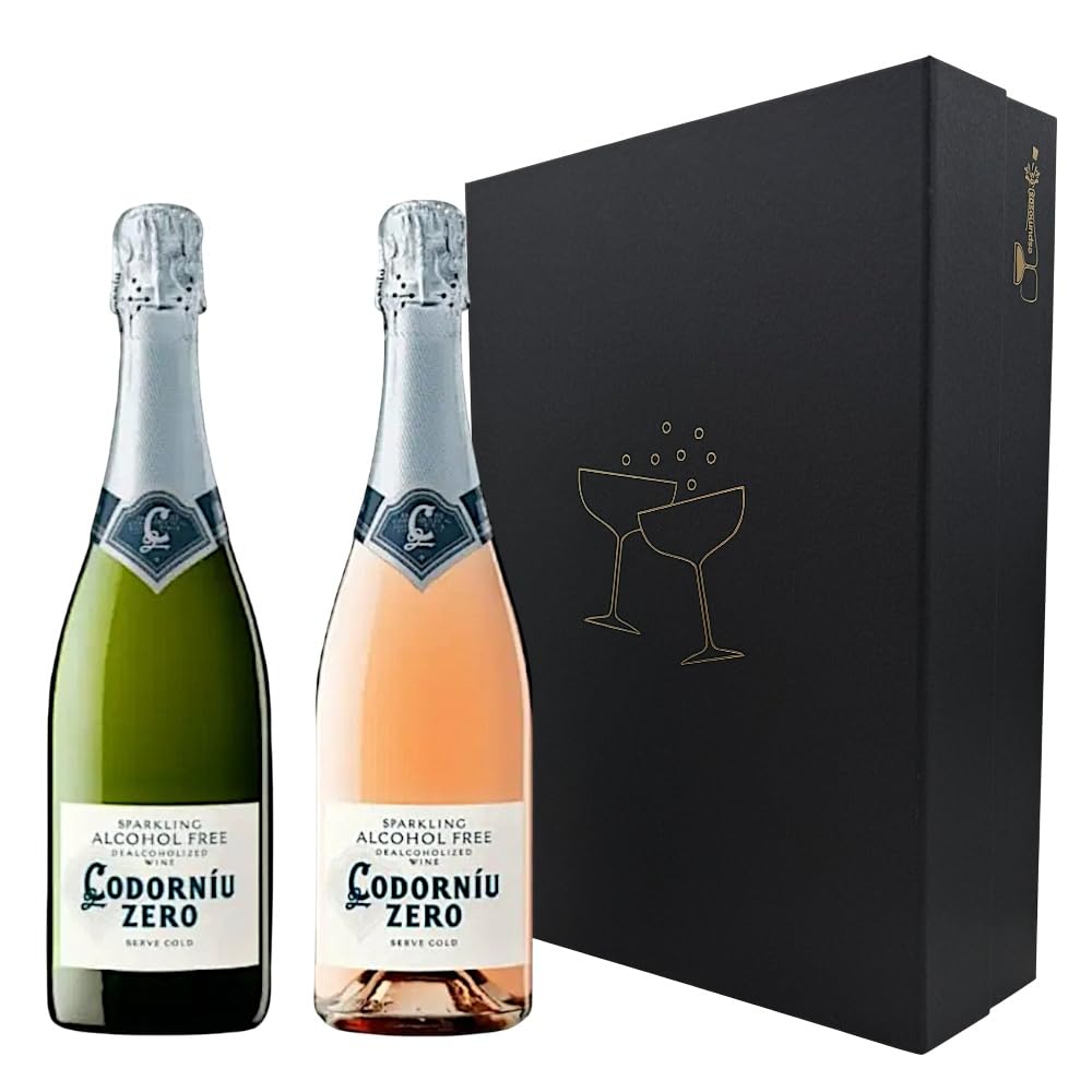Codorníu Zero Vino Espumoso sin Alcohol, Blanco y Rosado, Pack 2 Botellas, Desalcoholizado