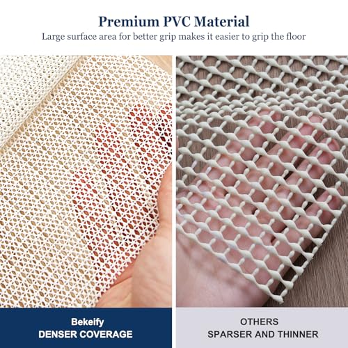 Bekeify 200 x 200 CM Rug Gripper Anti Slip Rug Underlay 6.6 x 6.6 Feet Non Slip Grip Matting PVC Cuttable Carpet Liner Pad for Area Rugs Under Carpet Anti Skid Mat for Laminate Wooden Hard Floors - Image 5