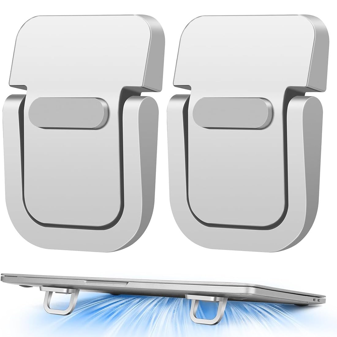 Supports pour Ordinateur Portable en Aluminium Pliable Invisible, Rehausseurs de Clavier Autocollant 2 Pièces