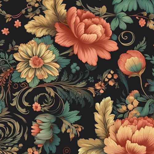 BOKEBEVE Extra Long Colorful Floral Peel and Stick Wallpaper Boho Vibrant Contact...