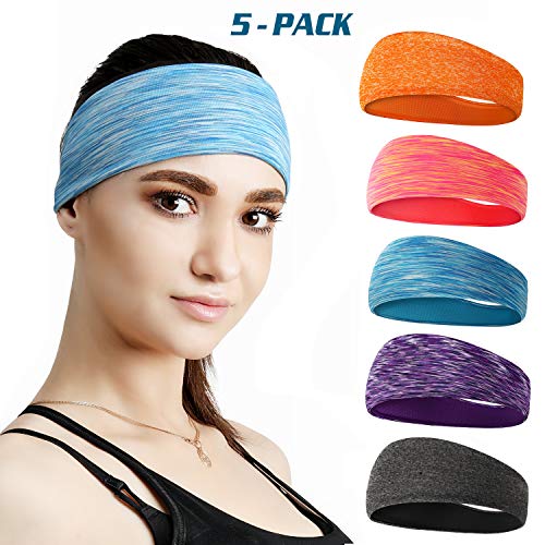 DASUTA Mens Headband 5 Pack Guys Sweatband Headbands for Sports,Running,Crossfit,Basketball Wocking Out