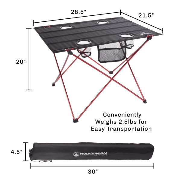 Mesa de Camping Wakeman Camp Table - Mesa Plegable al Aire Libre con 4 Portavasos y Bolsa de Transporte para Camping, Playa, Picnic y Eventos Deportivos miniatura 2