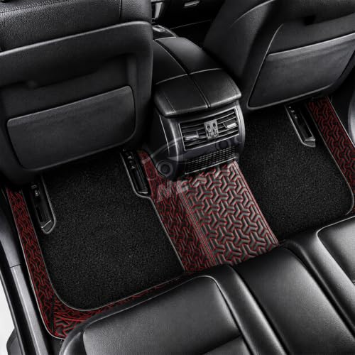 Image of NEXTA 8D Custom Floor Mats for Range Rover Discovery Sport Full Coverage All Weather, All Season Black with Red