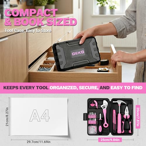 DEKOPRO 86PCS Pink Tool Set for Women