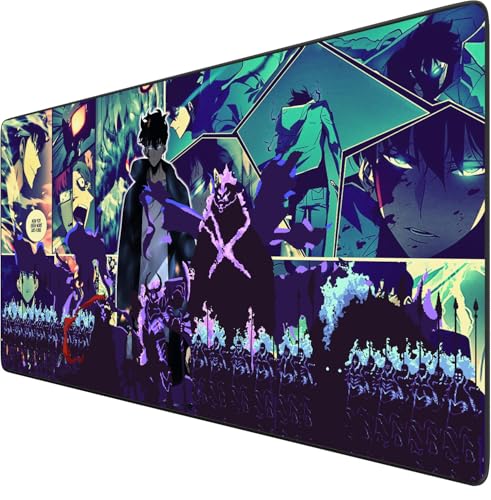 Solo Leveling - Tappetino per mouse anime XXL, grande, per gamer, con base in gomma antiscivolo, superficie testurizzata, ideale per computer e PC, dimensioni 800 x 300 mm