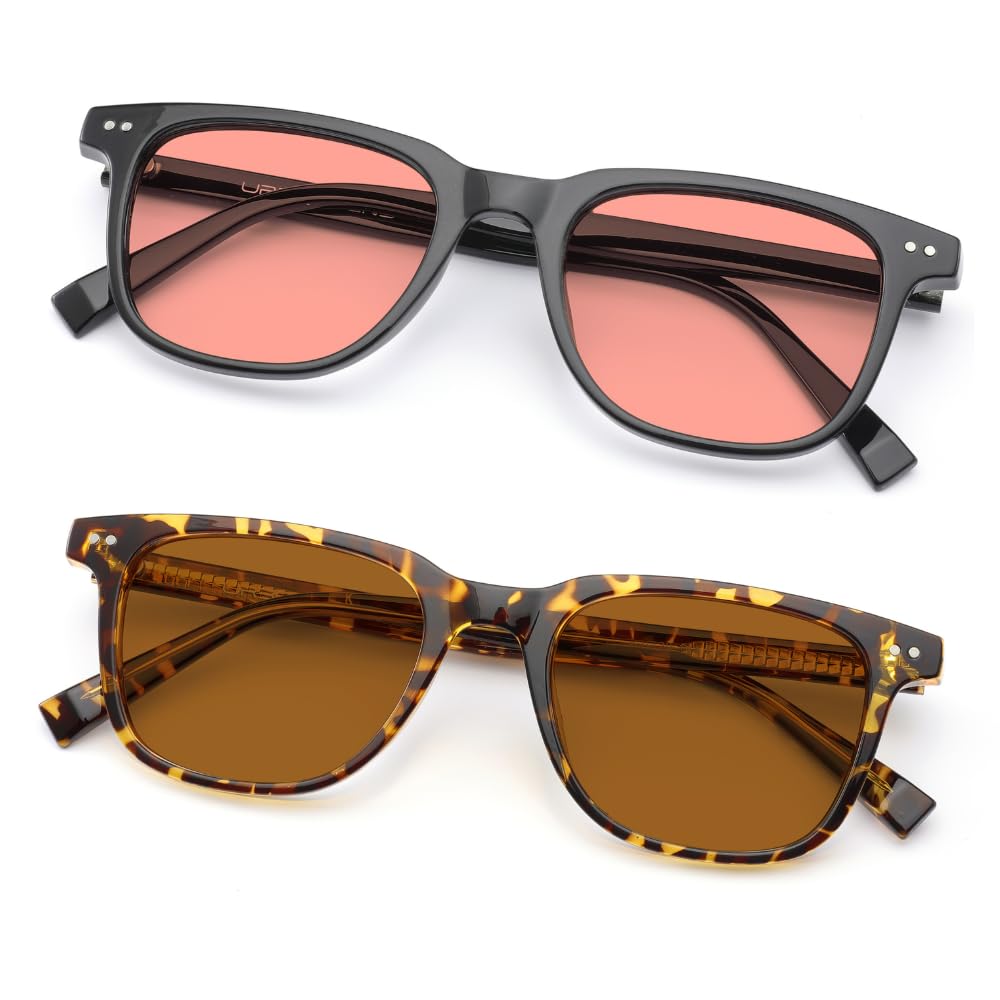 Indoor Fluorescent-41 Pink & Outdoor Fluorescent-60 Brown Tinted Migraine Light Sensitivity Glasses for Photophobia, Fluorescent LED Glare and Computer