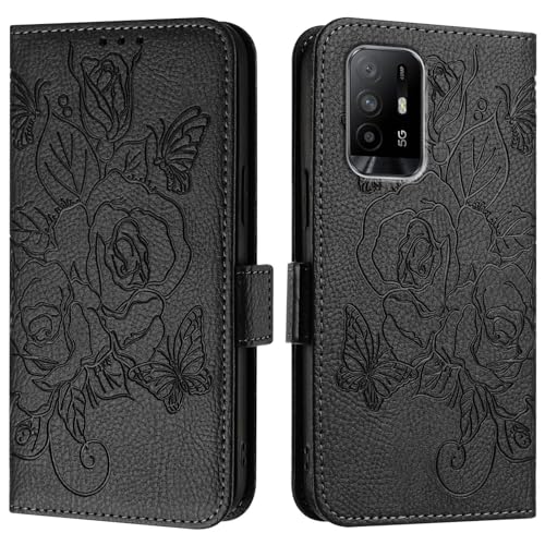 Coque portefeuille OPPO A74 4G noire anti-rayure avec porte-carte