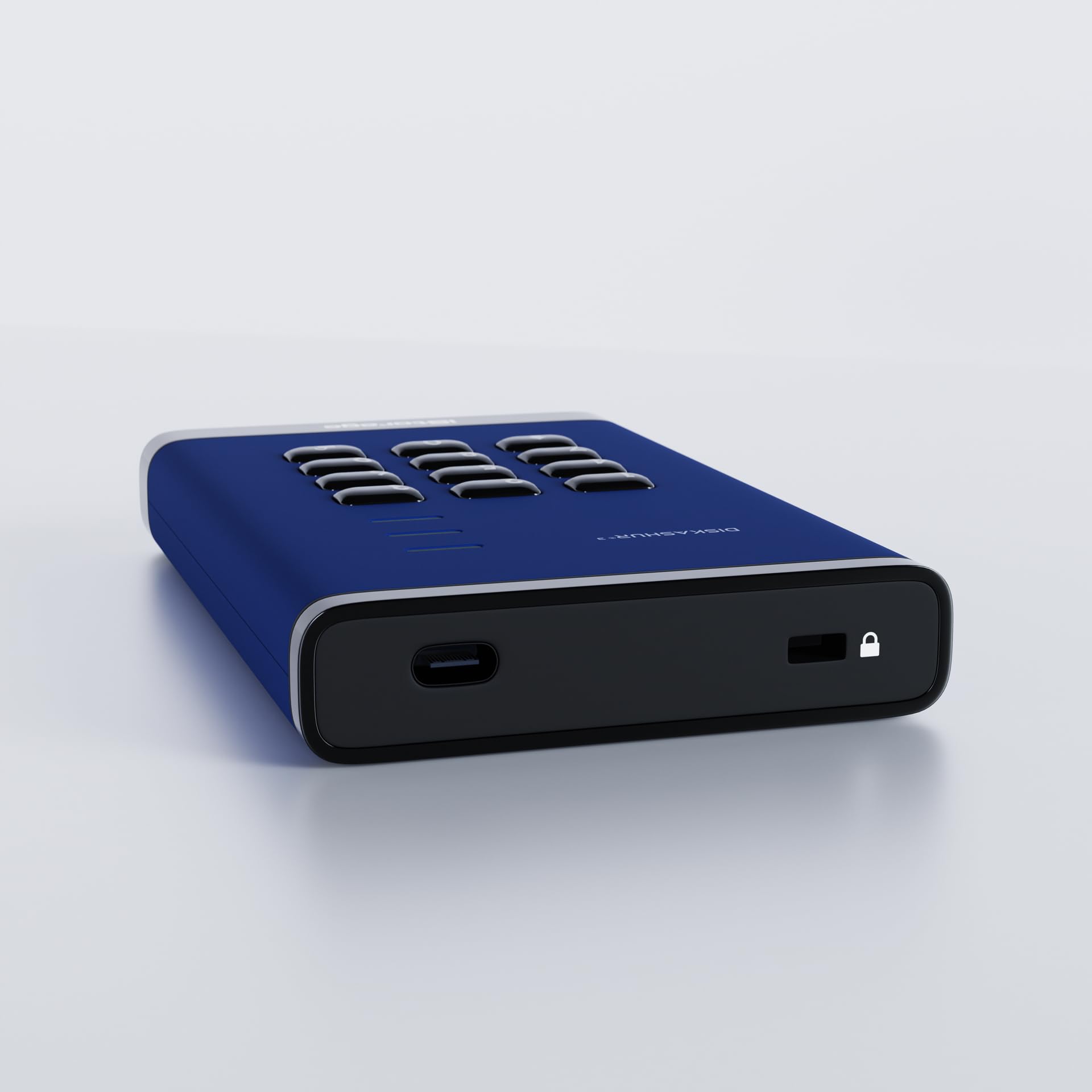 iStorage diskAshur3 HDD 5TB Niebieski - Bezpieczny przenośny dysk twardy - Ochrona hasłem - Odporny na kurz i wodę - Szyfrowanie sprzętowe