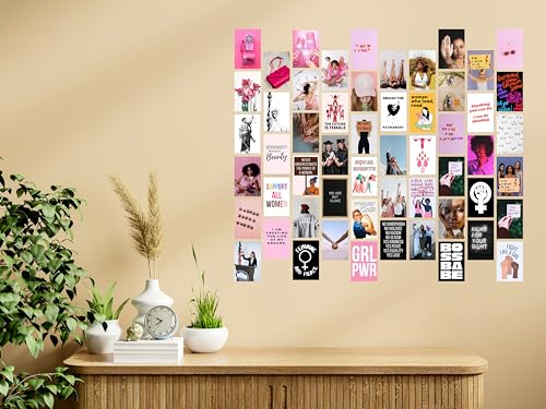 Image of Craft Qila Cardstock Girl Power Pack of 54 Aesthetic Wall Collage Kit, Girl Room Decor, Dorm Decor, Photo Collage Kit, Wall Collage