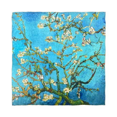 100% Mulberry Silk Scarf Women's Fashion Scarves Square and Long Bandana Shawls and Wraps Artist Collection Gift