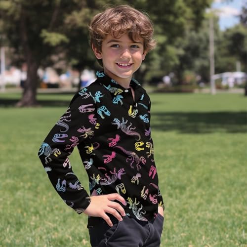 Kids Fall Golf Outfits 3-16Y Boys 1/4 Button Collared Tennis Shirts Comfy Long Sleeve Workout Tops Activewear4