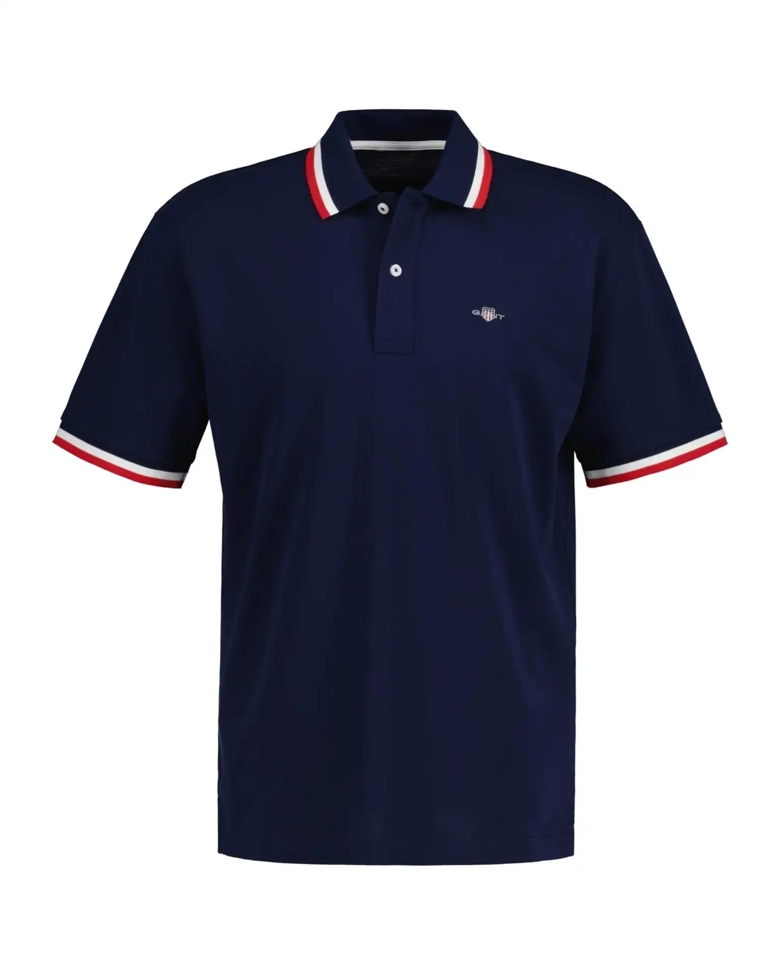 GANTMens Short Sleeve Pique Rugger Polo Shirt Evening Blue