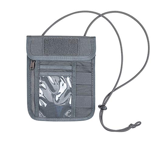 Image of EXCELLENT ELITE SPANKER Passport Holder Neck Pouch RFID Nylon Blocking Travel Neck Wallet ID Card Organizer Pouch with Neck Lanyard(Grey)