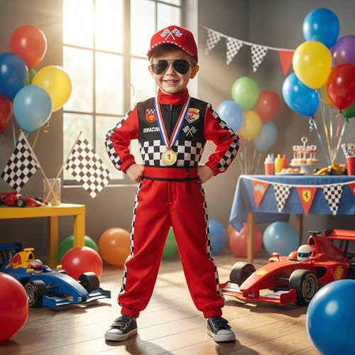 Disfraz de piloto de carreras para niños 5-6 años miniatura 6