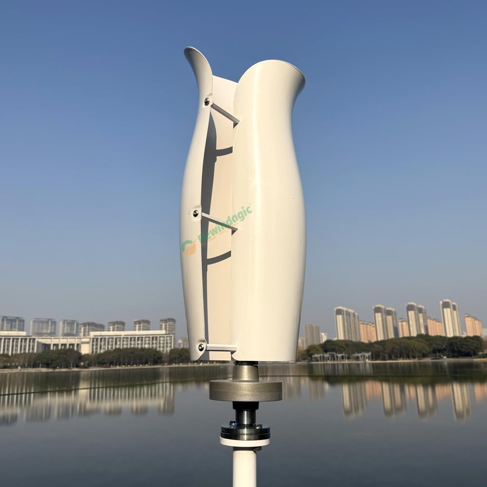 800W vertikale Windkraftanlage 12V 24V 48V Windgenerator freie Energie Windmühle Windturbine mit Regler Windräder für Heimgebrauch Garten Boote (48V-Weiß)