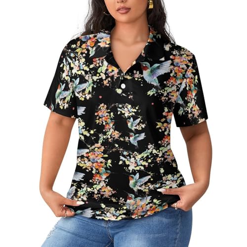 Polo de entrenamiento para mujer ideal para tenis y golf con manga corta de flores