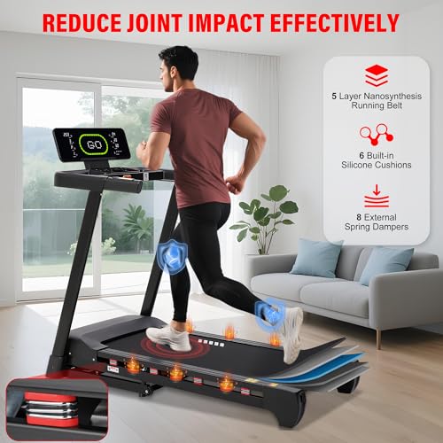 Image of ECHANFIT Heavy Duty Treadmill for Home, 20-Level Auto Incline Treadmill 400 LB Capacity, 0.6-12 MPH, 20 inch Wide Deck, LED Display, Bluetooth Speaker, Foldable with App