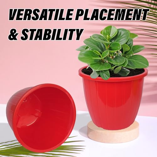Image of Kuber Industries Flower Pot | Flower Pots for Indoor & Outdoor | Plastic Pot for Gardening | Planter for Flower | Balcony Pots for Home Decor | Duro Flower Pot | 10 Inch | Pack of 5 | Multi