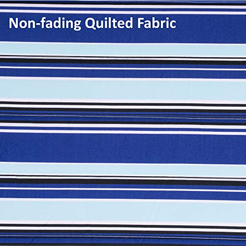Suncreat Hammocks Quilted Fabric Hammock, Double Hammock With Spreader Bar, Soft Pillow, Max 475Lbs Capacity, Blue Stripes #TOP5
