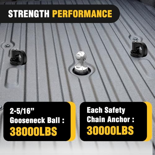 Image of Nilight 60692 Puck System Gooseneck Hitch Kit w /Box for 2016-2025 Chevy Silverado GMC Sierra 2500HD 3500HD Nissan Titan XD, 2013-2025 Ford F250 F350 F450, 2-5 /16 inch Ball w /Chain Anchor